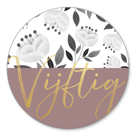 Witte bloemen met gouden vijftig